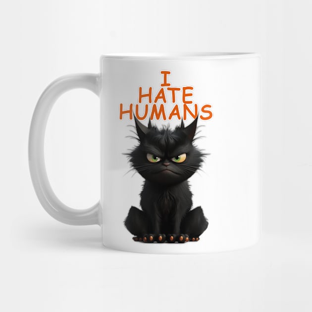 Angus the Cat - I Hate Humans by HUH? Designs